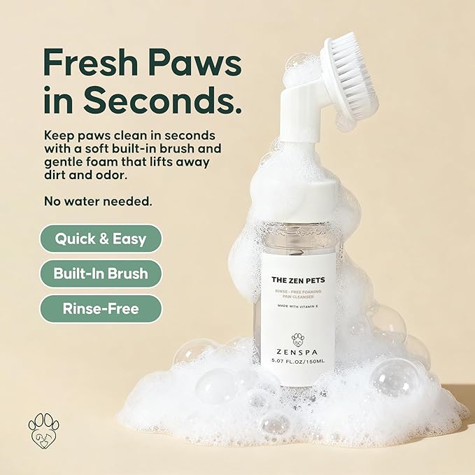 ZenSpa 4-in-1 Dog Spa Kit | Oatmeal Shampoo, Conditioner, Paw Cleaner and Nose Balm | Hypoallergenic Natural Formula for Sensitive Skin | All Breeds and Puppies