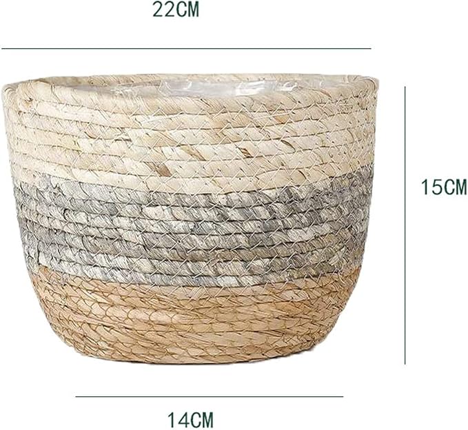 Straw Rope Plant Basket Woven Plant Coiled Basket, Decorative Flower Pot Cover Closet Storage Bin Table Desk Organizer for Home Decor, Plant Pots for Indoor Plants, Plant Containers (L)
