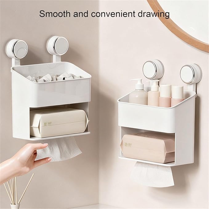 Shower Suction Cup Wall Mounted Bathroom Shelf Drillless PET ABS Storage PET ABS Shower Storage Rack Suction Shelf for Toiletries Portable Bathroom Wall Rack Accessories Hygienic Organizers