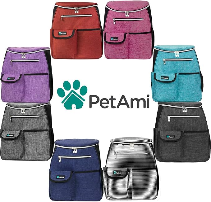 PetAmi Dog Travel Backpack 27L Airline Approved Pet Supplies Bag, Red | Cat Traveling Suitcase Organizer for Weekend Road Trip Camping; 2 Food Containers, 2 Collapsible Bowls & Poop Bag Dispenser