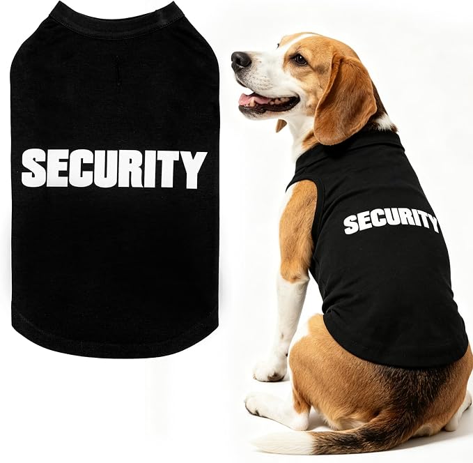 BINGPET Security Dog Shirts,Soft Cotton Puppy Tshirt,Breathable Lightweight Dog Costumes Tank Top Vest,Machine Washable Stretchy Clothes for Small Medium Large Dogs Boy Girl