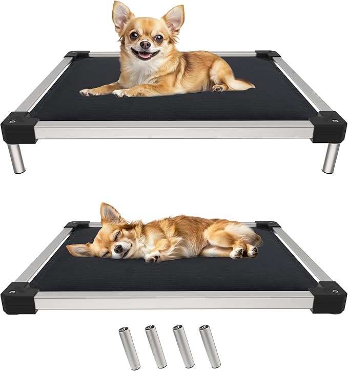 FXW TitanNest Padded Chew-Proof Elevated Dog Bed for Toy Dogs | Easy to Clean, Pre-assembly Raised Cot, Indoor/Outdoor/Camping, 23 x 17 x 4.1in
