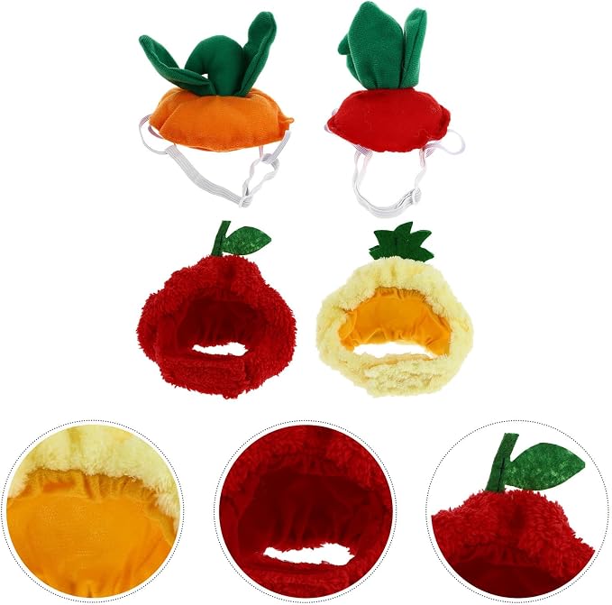 POPETPOP 4pcs Cute Pet Party Hat for Dogs and Cats, Fruit-Shaped Cloth Headwear with Fine Workmanship, Practical and Stylish Cosplay Accessory for Birthday and Festival Events