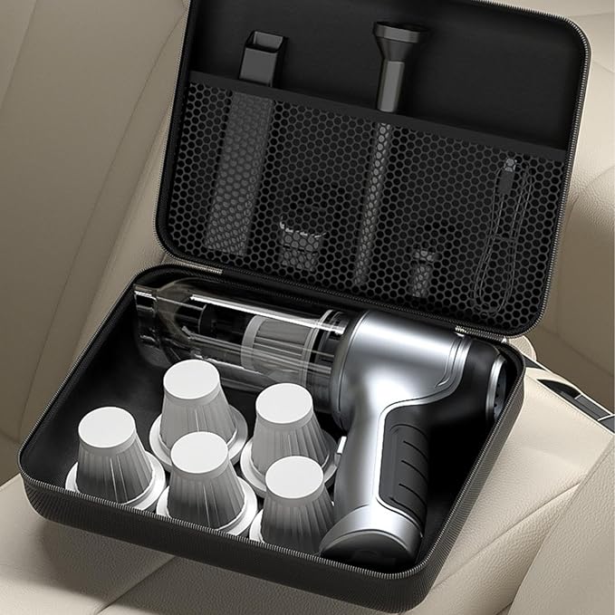 Car Vacuum Cleaner Storage Bag, Eva Storage Bag, Pet Hair Vacuum Organizer, Portable Auto Vacuum Storage Case for Your Car Vacuum Cleaner, Inflatable Pump, Earphone Cable and Sunglasses