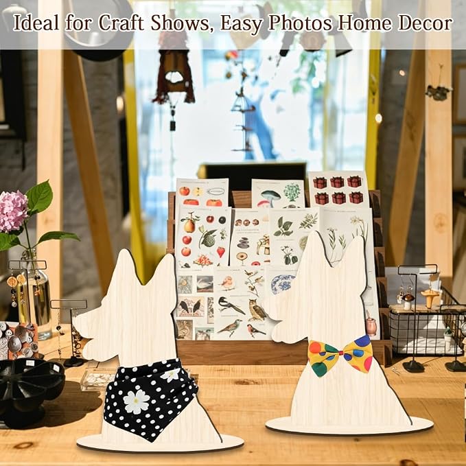 Pet Clothing Display Stand 11.8 x 9.1 x 0.2 Inch Dog Mannequin for Clothing Scarf Bandana Wood Dog Silhouette Display Stand for Pet Store Shops Window Show Photography Prop Home Decoration