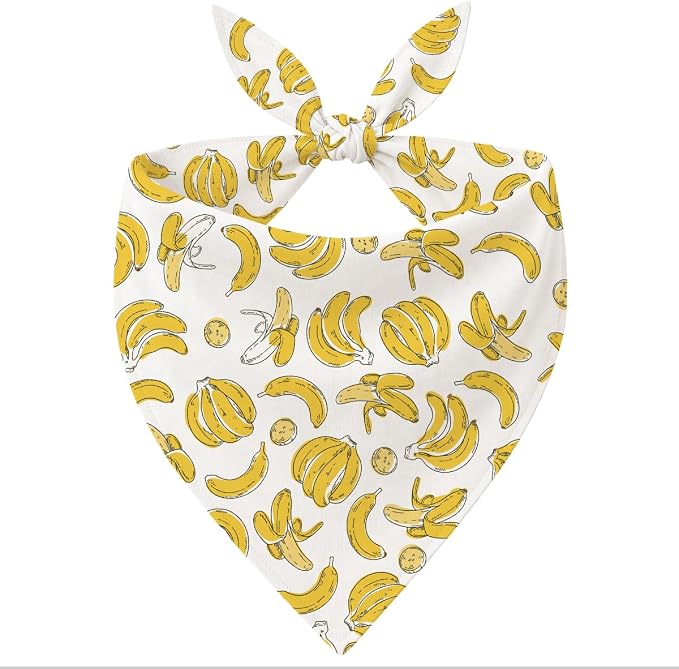 Banana Dog Bandana, Summer Fruit Pet Triangle Scarf for Beach Picnic Party Outfit, Banana Print Neckerchief for Small Medium Dogs,Lightweight Breathable Dog Bandana Accessory