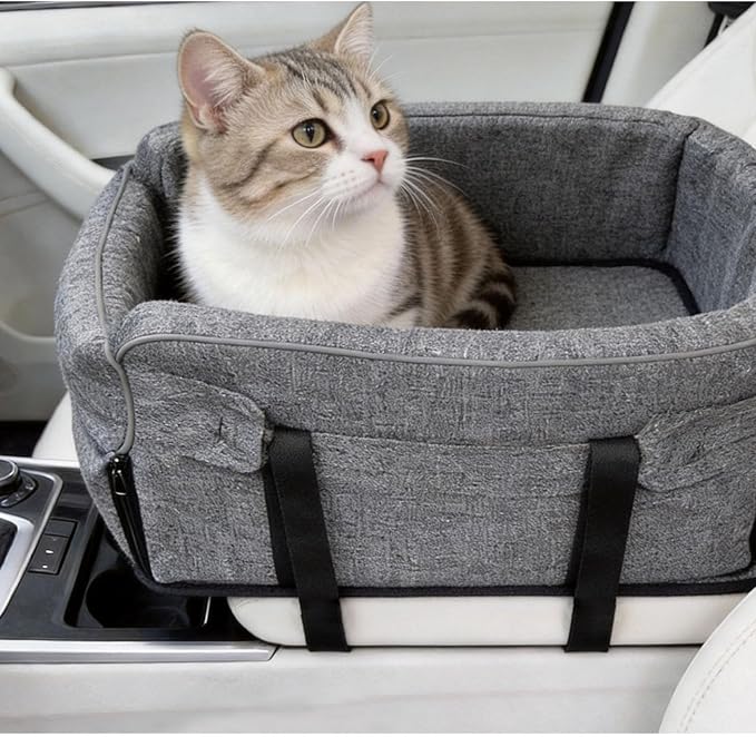 Car Center Console Pet Bed for Rolls-Royce Ghost/Phantom Sedan 2010-2026 Portable Foldable Small Dog & Cat Carrier for Armrest with Safety Leash Side Pocket