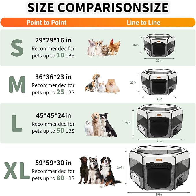 Seiyierr Dog Playpen, Portable Pet Play Pen Foldable Carrying Case, Puppy Pens Outsid for Small Cat Indoor/Outdoor, Removable Mesh Shade Cover