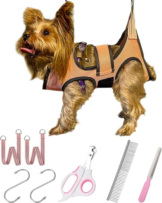 Kkiimatt Dog Grooming Hammock,XXS Pet Grooming Harness for Extra Small Dogs,Hanging Harness for Nail Trimming,Dog Nail Hammock,Grooming Sling Holder with Wide Strap on Pet Restraint Bag