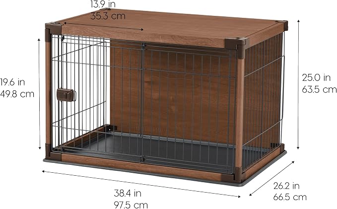 IRIS USA Small Animal Cage, Habitat, Brown | Rabbits, Removable Cleaning Tray, Secure Locking Door, Comfortable Den Space, Good Airflow, Easy Tray Clean