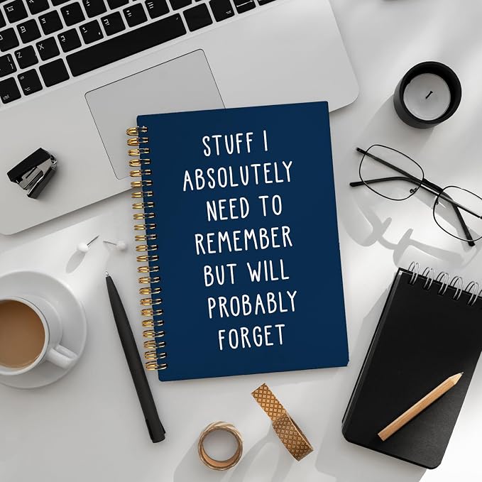 LIANGW Funny Navy Blue Notebooks for Work, Coworker Office Gifts for Women | Funny Work Gifts for Coworkers & Boss, Fun Spiral Notebooks Journals for Writing, Funny Office Supplies 5.5x8.3 Inch