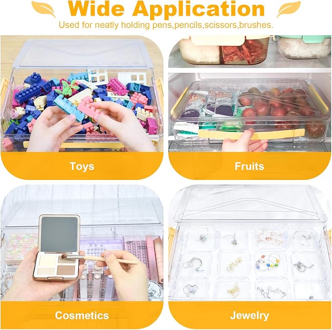 SAYEEC Clear File Storage Box Portable Project Case with Handle Plastic Storage Container with Lid Stackable Flat Storage Bin Document Magazine Protector Organizer for A4 Paper Photo Craft Scrapbook