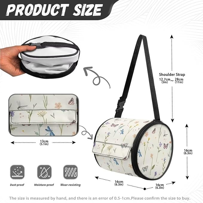 Butterfly Dragonfly Hanging Paper Towel Roll Holder with Adjustable Strap Water Resistant Toilet Tissue Roll Dispenser Handy Toilet Paper Cover Storage Holder