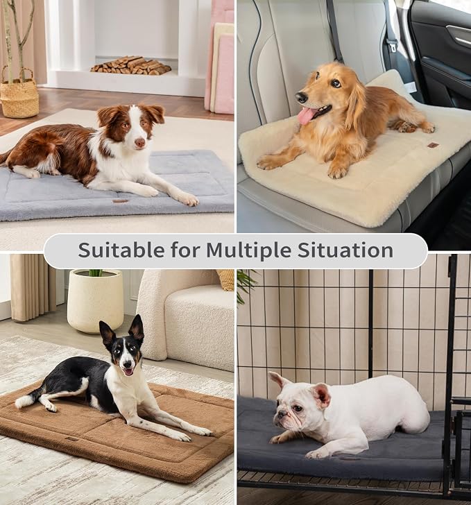MADE 4 PETS Dog Crate Pad Bed for Large Dogs, Washable & Reversible, Anti-Slip Kennel Mat for Cozy Sleeping, Soft Fluffy Dog Bed for Indoor & Outdoor Use, 41"x29", Dark Gray
