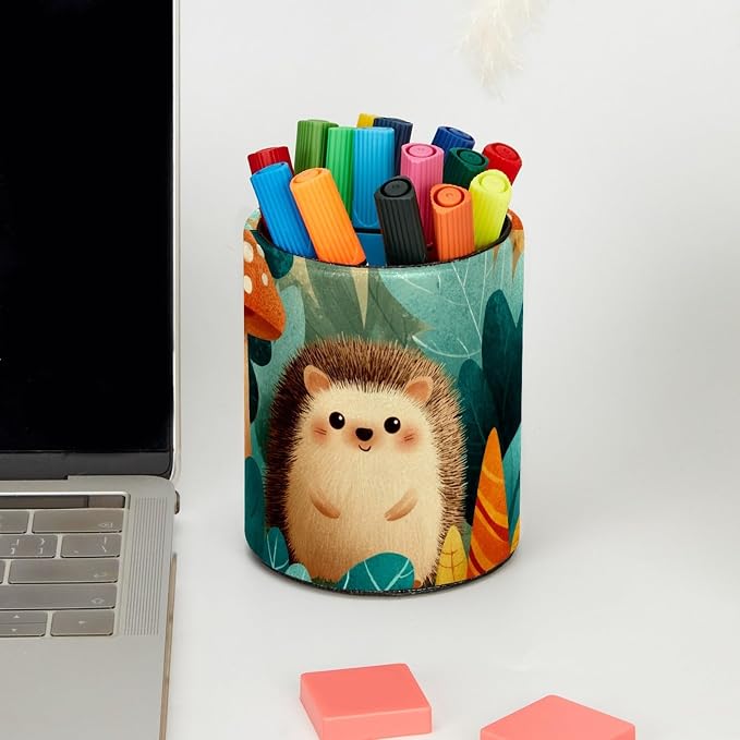 Cute Hedgehog Pen Holder, Pencil Cup Marker Brush Holder Desk Storage Case, Desktop Organizer for School Office Home Supplies