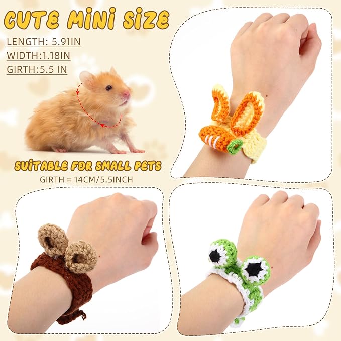Miniinflat 12 Pcs Hamster Hat Guinea Pig Hat Small Pets Costume | For Guinea Pig Rabbit Bird Lizard Snake, Party Photo Props, Knitted Animal Designs Frog Bear Duck Crab Giraffe