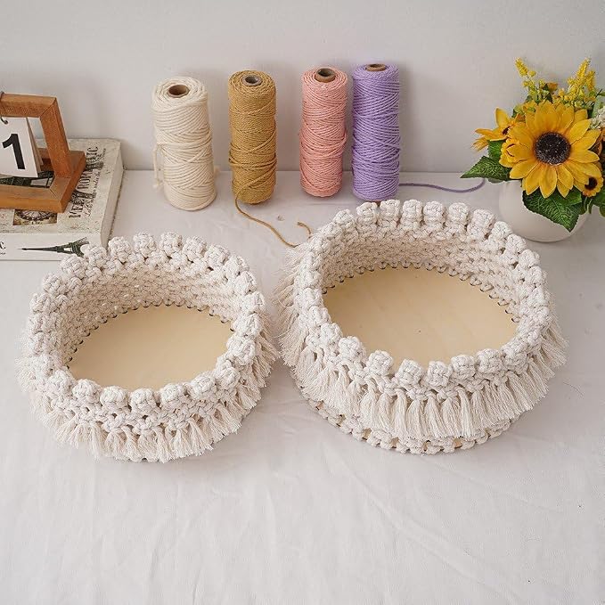 Cotton Rope Woven Baskets Decorative Storage Basket for Organizing, Small Basket for Cat/Dog Toy Bin, Bathroom Shelves