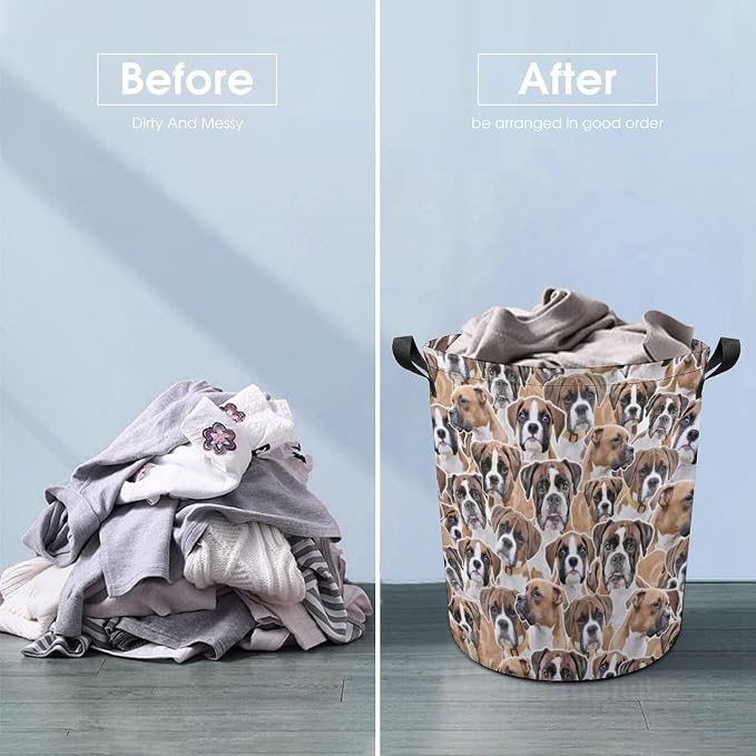Boxer Dog Prints Laundry Basket, Boxer Dog Laundry Hamper, Collapsible Laundry Baskets Waterproof Dirty Clothes Storage Basket Bins For Bathroom Bedroom Decor, Boxer Dog Lover Gifts