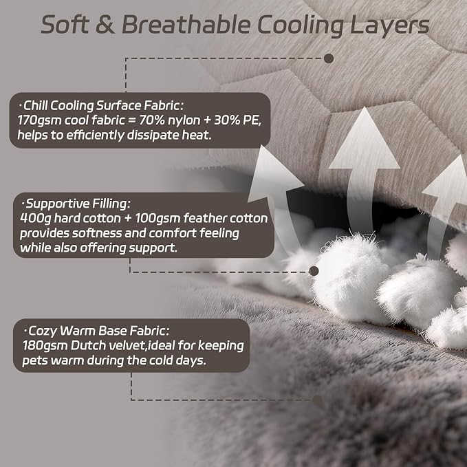 Dog Cooling Mat, Breathable Cooling Mat for Dog Pet Blanket, Washable Cooling Pad for Dogs & Cats, Summer Relief Greige Neutral Decor Mat for Crate, Floor and Car, Taupe, Size B (48"L x 28"W)