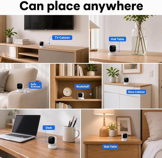 Upgraded 1080P Mini Camera for Home, Office, Pets & Baby Monitoring Compact Wireless Indoor Security Camera with AI Motion Detection, Auto Night Vision & 2-Way Audio,Cloud Storage