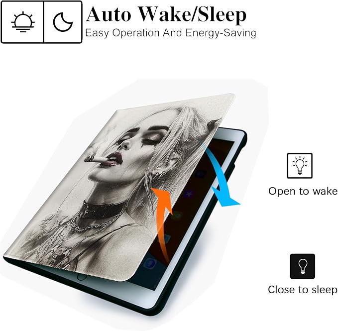 for Microsoft Surface Pro 8-13" 2021 Tablet Case,Auto Wake/Sleep,Adjustable Stand Protective Cover - Smoking Girl Illustration