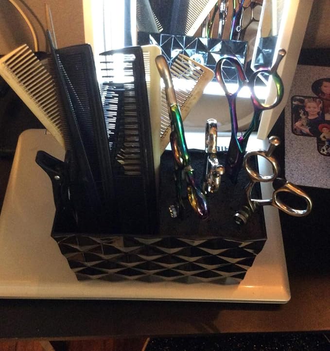 Salon Shears Rack for Hair Stylist Scissors Container for Pet Grooming Hair Cutting Organizer Storage Box Salon Shear Holder Combs Clips Brushes Hairdressing Combs Organizer (Green)