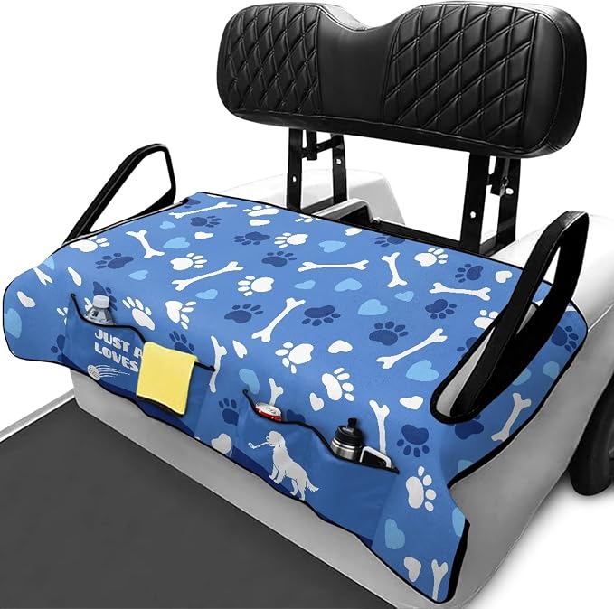 Dog Paw Golf Cart Seat Covers, Universal Golf Accessories with Pockets, Non Slip Towel Blank for Club Car