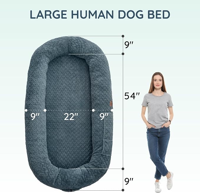 ChiXnuggle Faux Fur Washable Human Dog Bed Cover（Only Human Dog Bed） | 72*40*10,removable replace cover,soft fur,non-slip bottom,bluish grey