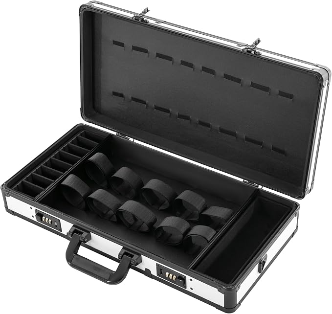 Professional Barber Case, Hair Kit Organizer Box Barber Travel Carry Case for Hair Scissors Tools Hair Stylist Pet Groome, Barber Carrying Cases with Code Lock (White&Black)