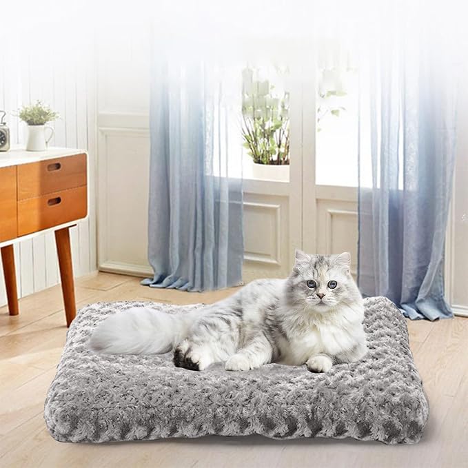Thickened Dogs Cat Beds for Indoor Calming Dog Beds for Small Dogs Pet Bed Pet Bed Mat Washable Warm Dog Bed Cozy Soft Cat Bed Fits Puppy Or Small Pet Birthday forfor Men Women (Gray, A)