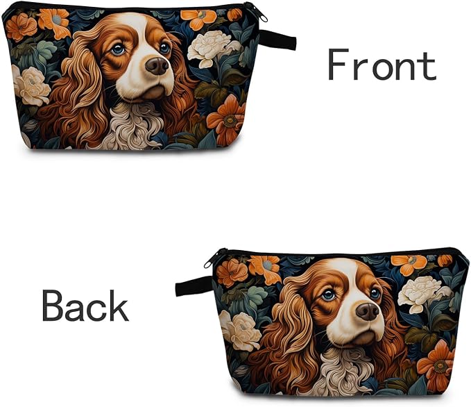 Cavalier King Charles Spaniel Makeup Bag for Women Travel Cosmetic Organizer Bag Teacher Appreciation Gifts Small Zipper Toiletry Bag