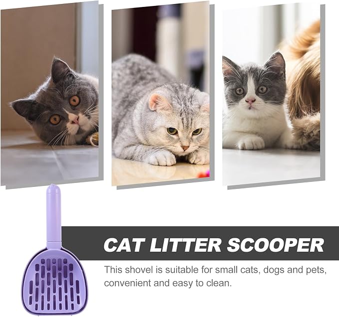 Portable Cat Litter Scoop and Sifter with Wall-Mounted Holder, Reusable Purple Shovel for Home Pet Supplies, Convenient Cleaning Tool for Cats and Dogs
