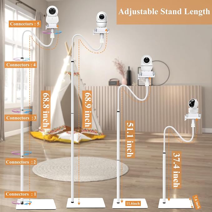 Baby Monitor Camera Floor Stand Holder Mount Compatible with VTech/HelloBaby/Nanit Pro/Momcozy/iFamily/OKAIDI/Blemil/Motorola/Leapfrog/nooie IPC100/Infant Optics/ANMEATE/Flexible Holder Stand