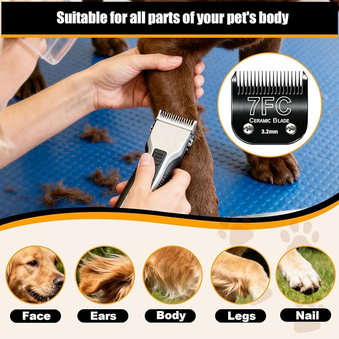 Dog Grooming Replacement Blades Compatible with Andis Dog Clippers,Most OsterA5, Wahl KM Series Pet Clippers for Animal Dog,Cat,Horse (10+4FC+5FC+7FC)