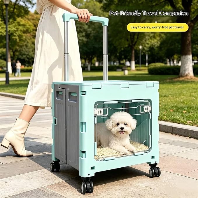 Foldable pet Shopping cart, 4-Wheel Enlarged Swivel Wheels, Large Capacity Aviation Box Shopping cart