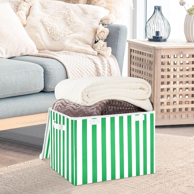 Santa Claus Fabric Storage Bins with Lid Foldable Storage Boxes 40L Baskets | Decorative Storage Boxes, 300D Oxford Cloth, Hollow Board Frame, Flip Top Velcro Lid, 16.5x12.6x11.8 inch, Collapsible Design