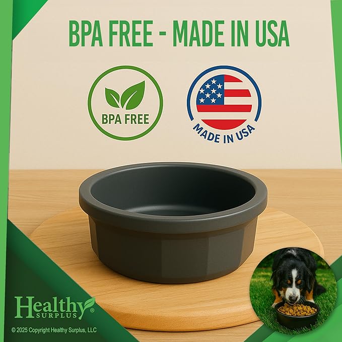 Pet Crock Bowl – Thick Durable Plastic Non-Tip Food & Water Dish for Dogs, Cats & Small Animals - 4.5 Inch Diameter - Indoor/Outdoor – Chew Resistant, Easy Clean (Blue, Small 8oz)