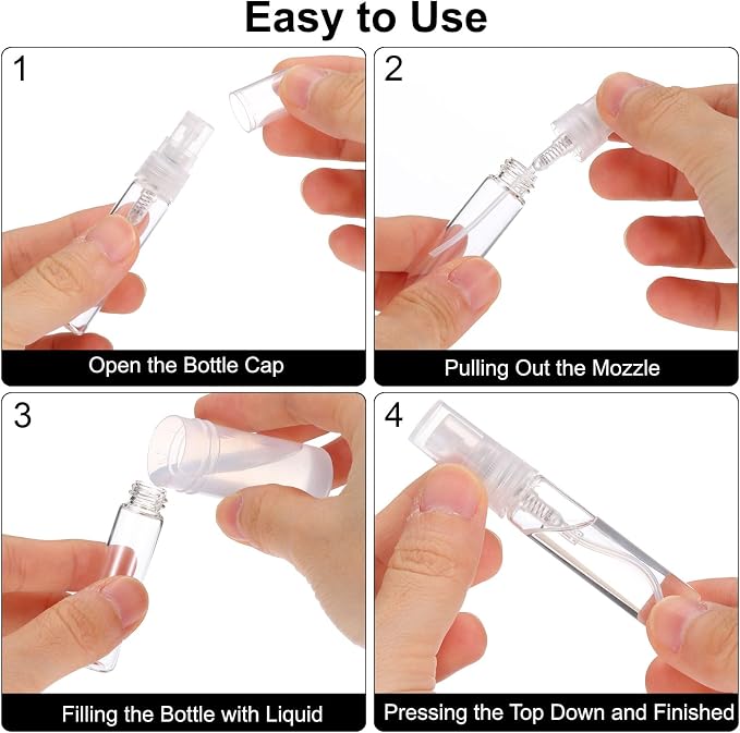 PATIKIL 3ml Glass Mini Perfume Sample Bottles, 36 Pcs Fine Mist Refillable Empty Mini Spray Bottle Fragrance Sample Bottles Sprayer for Perfume Travel Liquid Essential Oil, White