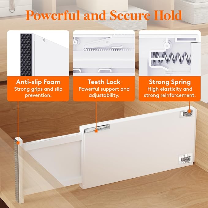 Lifewit 6" Tall Upgrade Drawer Dividers, Adjustable Deep Drawer Organizer | 14 Pack 13.5"-22" Expandable White Drawer Separator for Clothes, Dresser/Kitchen/Closet/Bedroom/Office Organization & Storage