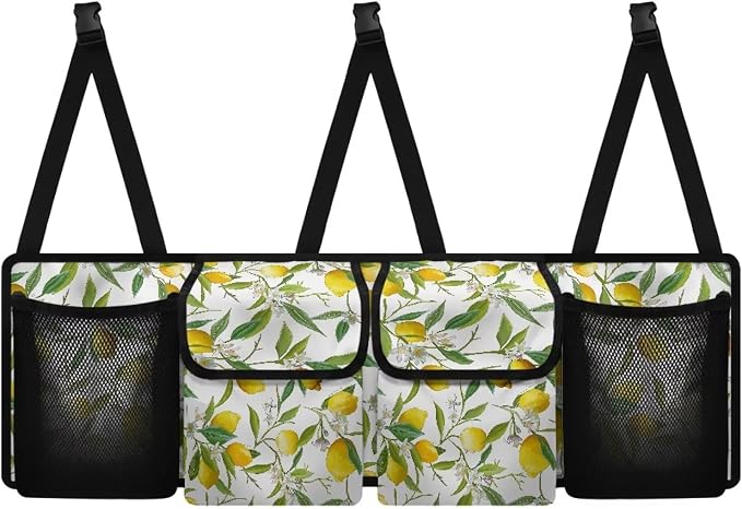 Dreaweet Lemon Trunk Organizer for Car Women,Large Capacity Backseat Trunk Organizer,Collapsible Storage Bag with 4 Pockets,Car Organizer for SUV Truck