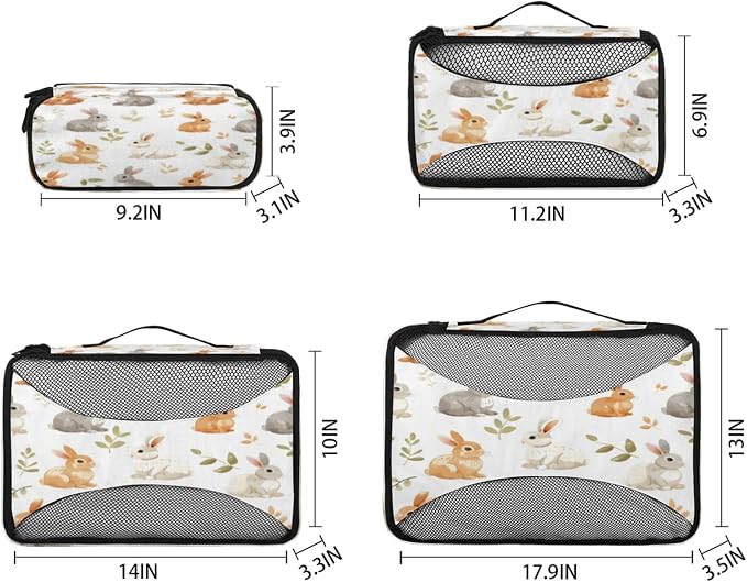 Packing Cubes for Travel, Animals Rabbits Travel Luggage Packing Organizers for Women Men, Large Custom Toiletries Bag for Clothes Shoes, Wild Rabbits
