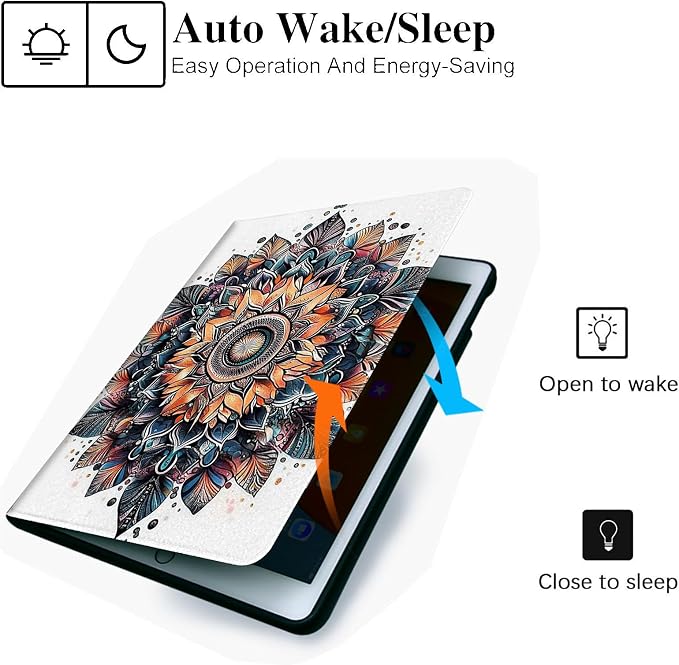 for Microsoft Surface Go 4/3/2/1-10.5" 2021 Tablet Case,Auto Wake/Sleep,Adjustable Stand Protective Cover - Mandala Art