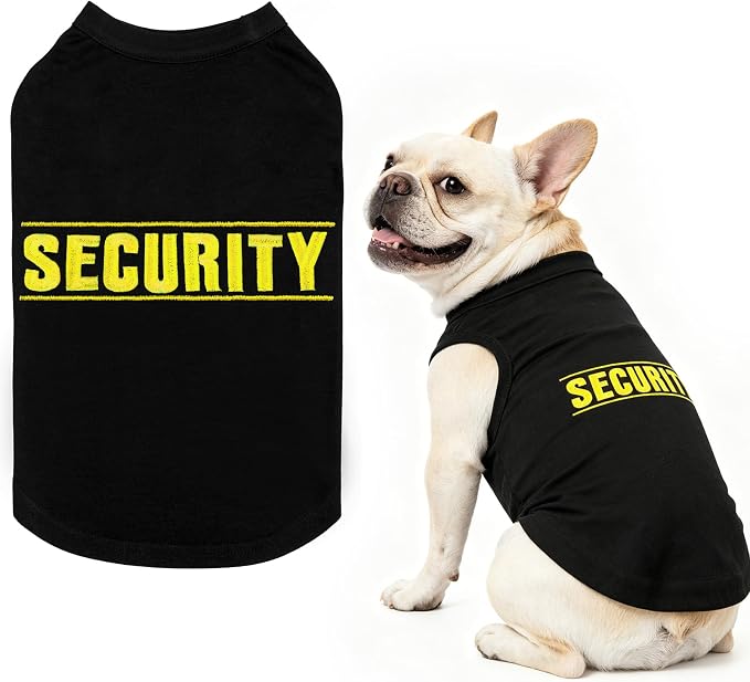 BINGPET Embroidered Security Dog Shirts,Soft Cotton Puppy Tshirt,Breathable Lightweight Dog Costumes Tank Top Vest,Machine Washable Stretchy Clothes for Small Medium Large Dogs Boy Girl (L)