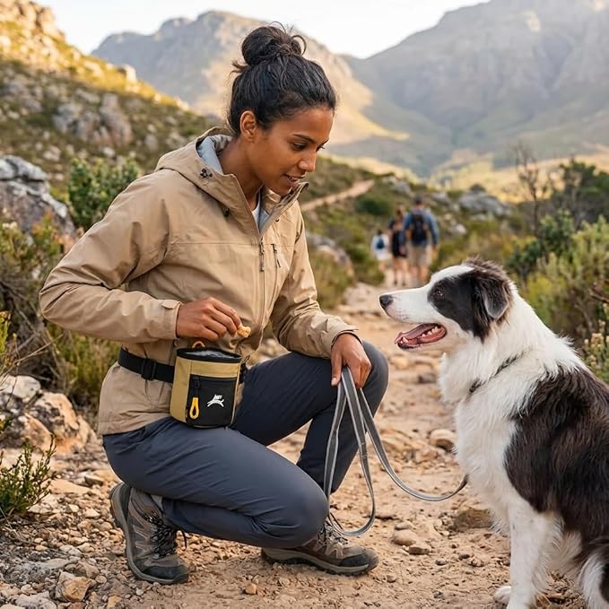 OllyDog, Goodie Treat Bag, Dog Treat Training Pouch | Magnetic Closure | 3 Ways to Wear | Hands-Free Waist Belt | Water-Resistant Recycled Vegan Fabric (Antelope)