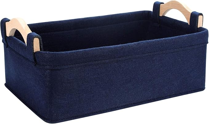 Small Storage Baskets Fabric Storage Bins Basket Soft Storage Baskets Decorative Bins Storage Basket for Cosmetics Makeups Coins Keys Mittens Hats Cards Storage Basket Navy Blue
