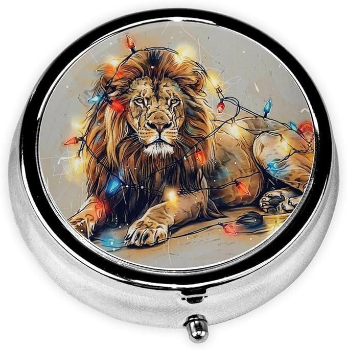 Lion Pet Light Portable Pill Organizer | 3 Compartment, With Mirror, For Men Women, For Daily Supplements, Vitamins, Fish Oil, Jewelry, Candy, Travel