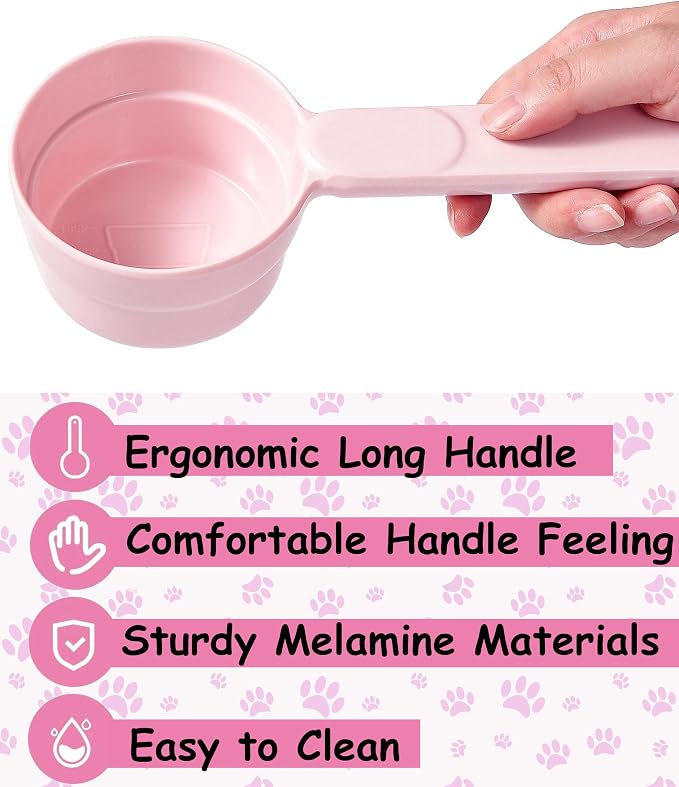 Joyinjojo Dog Food Scoop 1 Cup 1/2 Cup - Melamine Dog Food Measuring Cup, Pet Food Scoop for Dog Cat...Comfortable Long Handle for Easy to Scoop Food