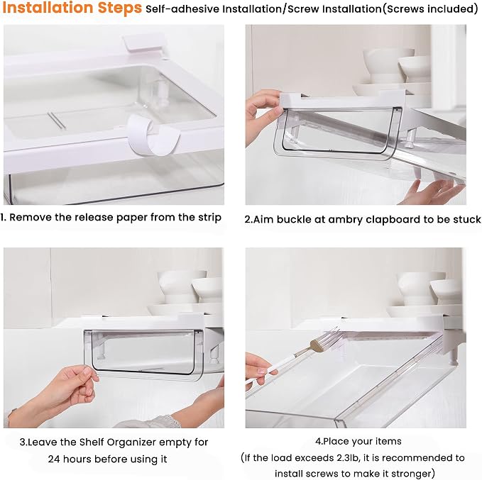 vacane Under Shelf Organizer, Under Shelf Storage Drawer Pull Out, Under Cabinet Basket Hanging Holder for Cupboard Cabinet Pantry Kitchen