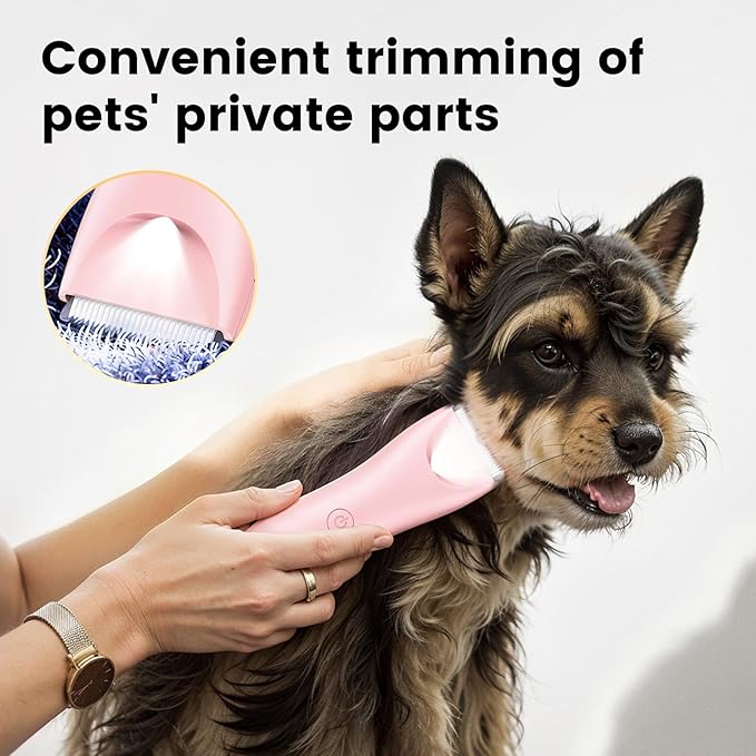 Dog Clippers with LED Light - Quiet Pet Grooming Kit for Paws, Eyes, Ears, Face, Rump - Waterproof Cordless Cat Hair Trimmer for Small Medium Dogs & Animals