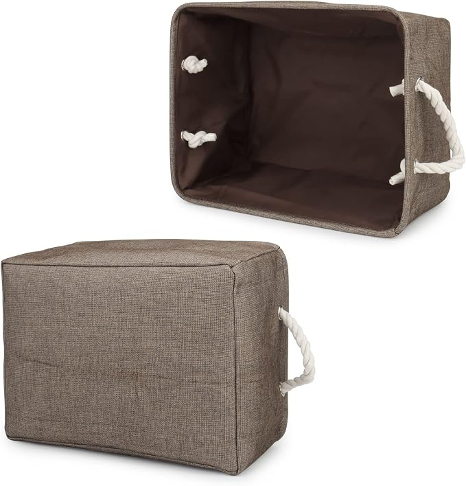 Personalized Dog Toy Storage Basket Bin, Customized Pet's Name Storage, Collapsible Organizer Box for Dog Toys, Clothing, Apparel & Accessories, Brown, Large